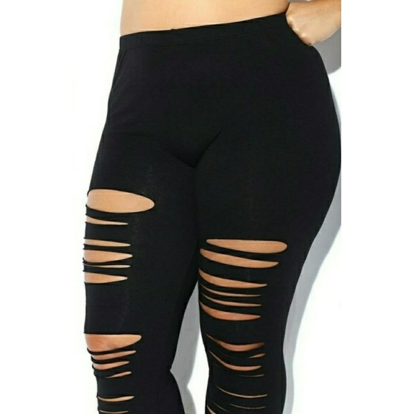 S-L, 1x-3x PLUS SIZE LASER CUT PLUS LEGGINGS - Picture 3 of 5